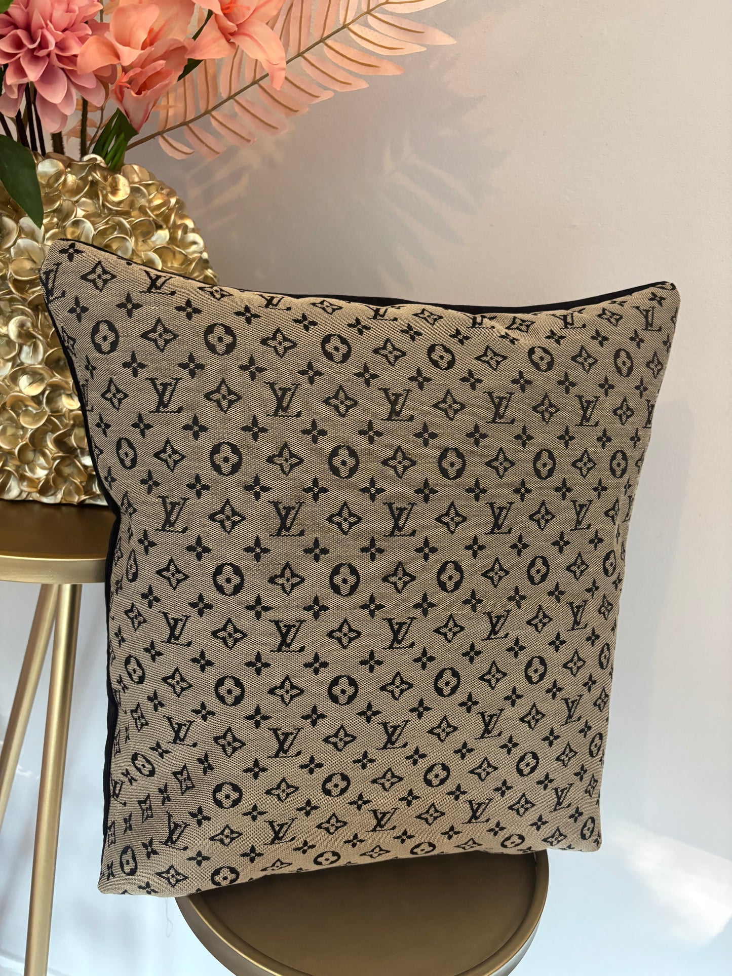Kussen print zwart/bruin