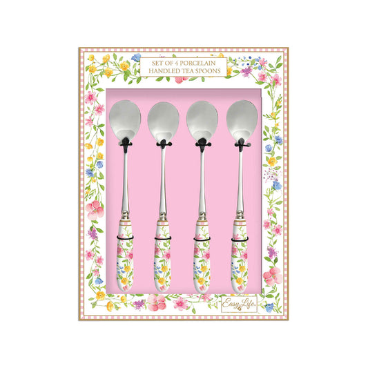 Set 4 teaspoons with porc.in colour box handle HAPPY EASTER