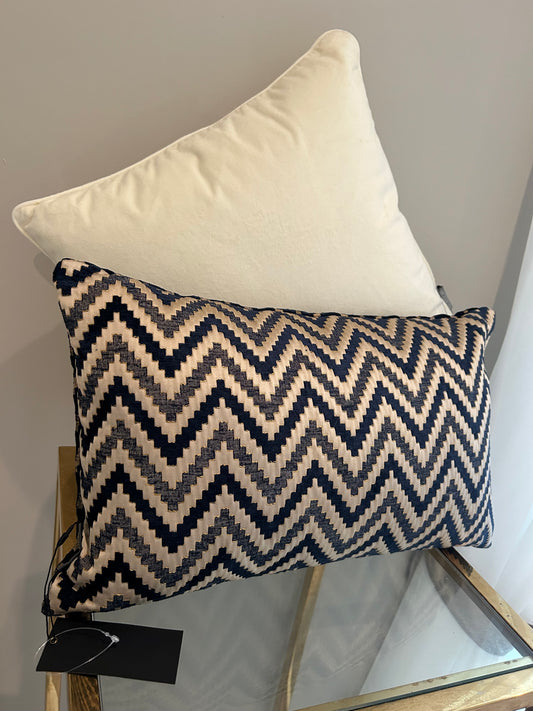 Kussen blauw goud reversibel