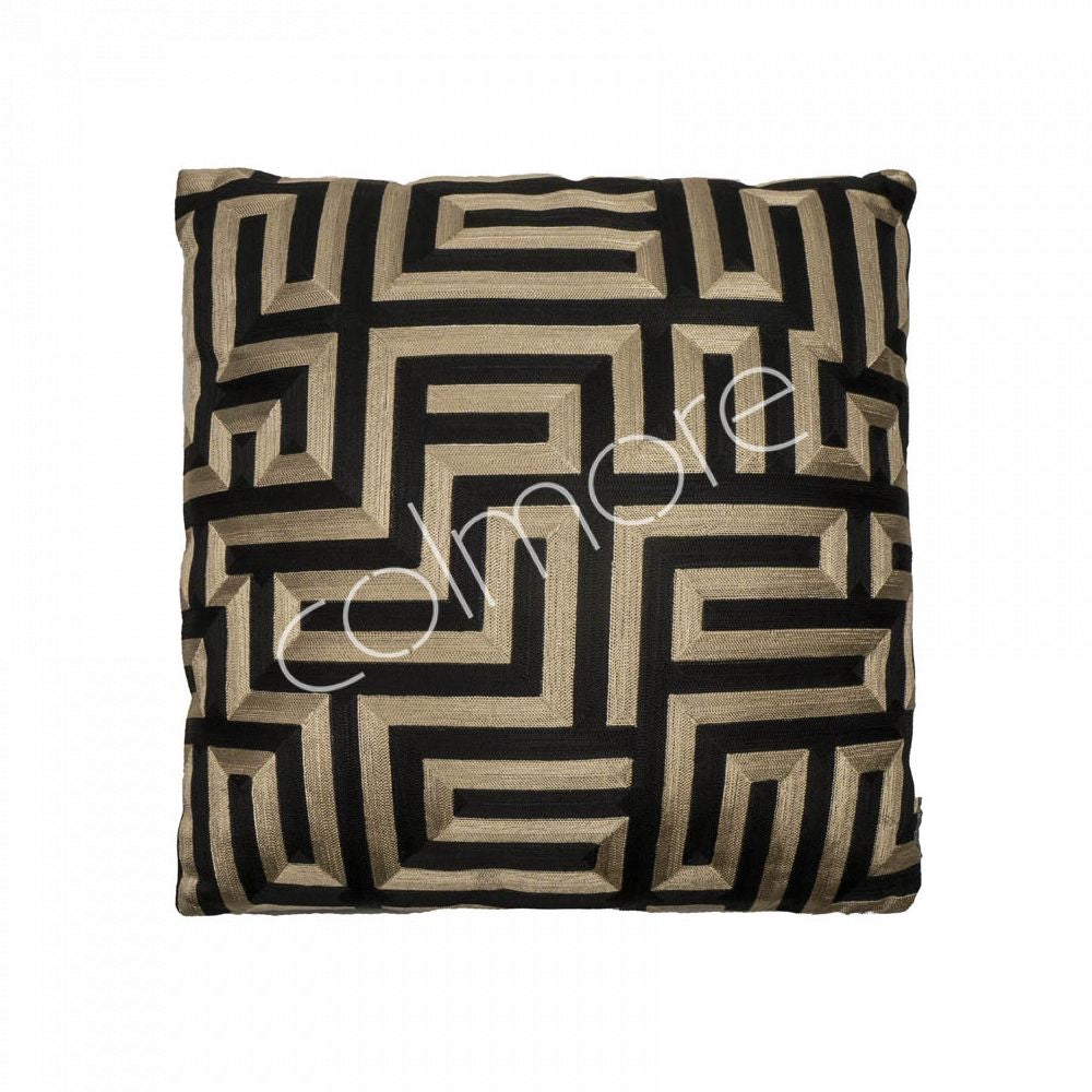 Kussen print zwart/gold