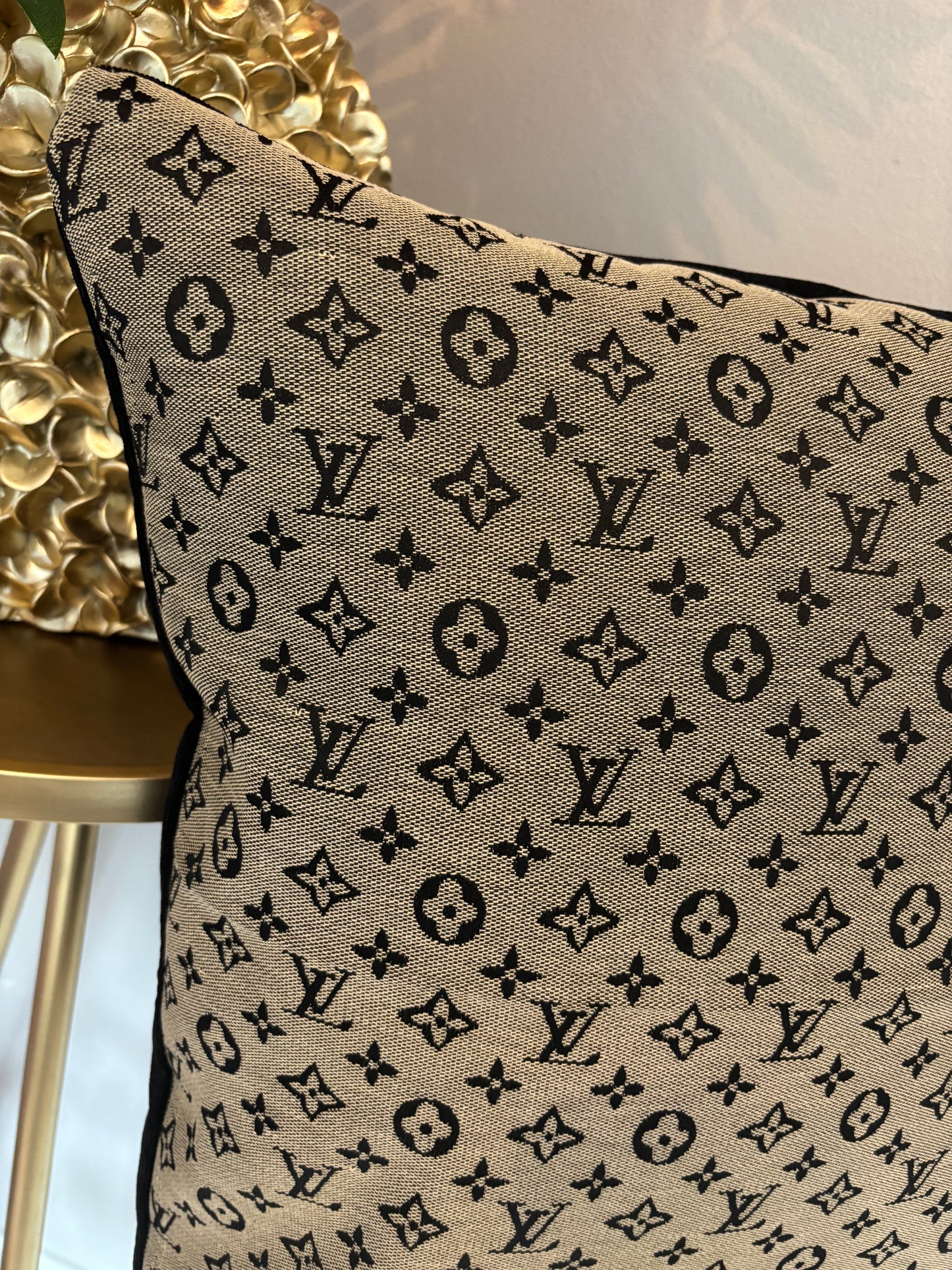 Kussen print zwart/bruin