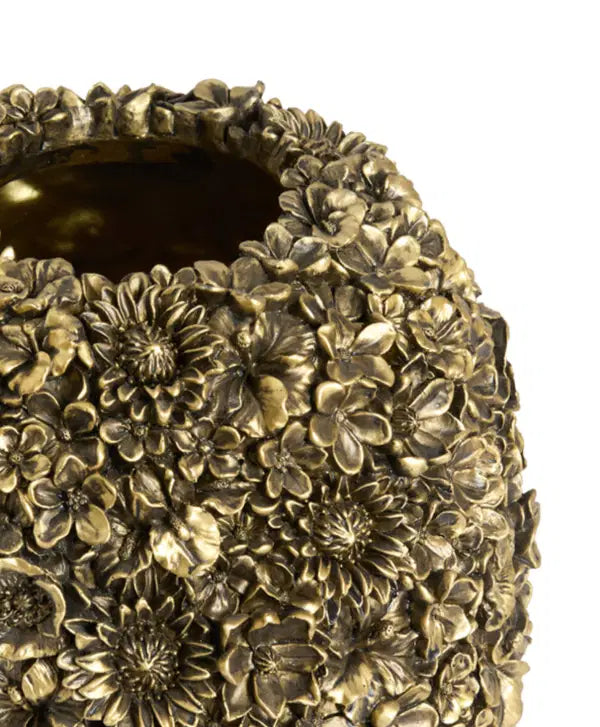 Vaas bloemenreliëf goud