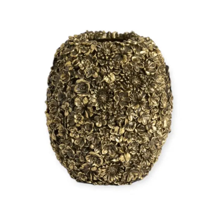 Vaas bloemenreliëf goud