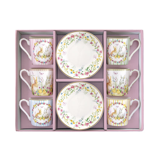 Set 6 coffee cups with saucer HAPPY EASTER
