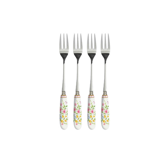 Set 4 dessert forks with porcelain handle in c.b. HAPPY EASTER